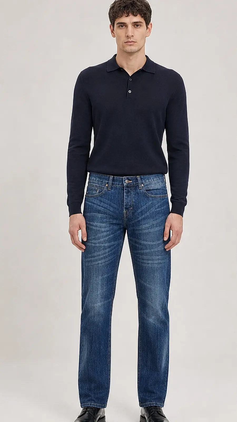 Regid Denim Medium Blue Mens vintage Straight Fit Jeans
