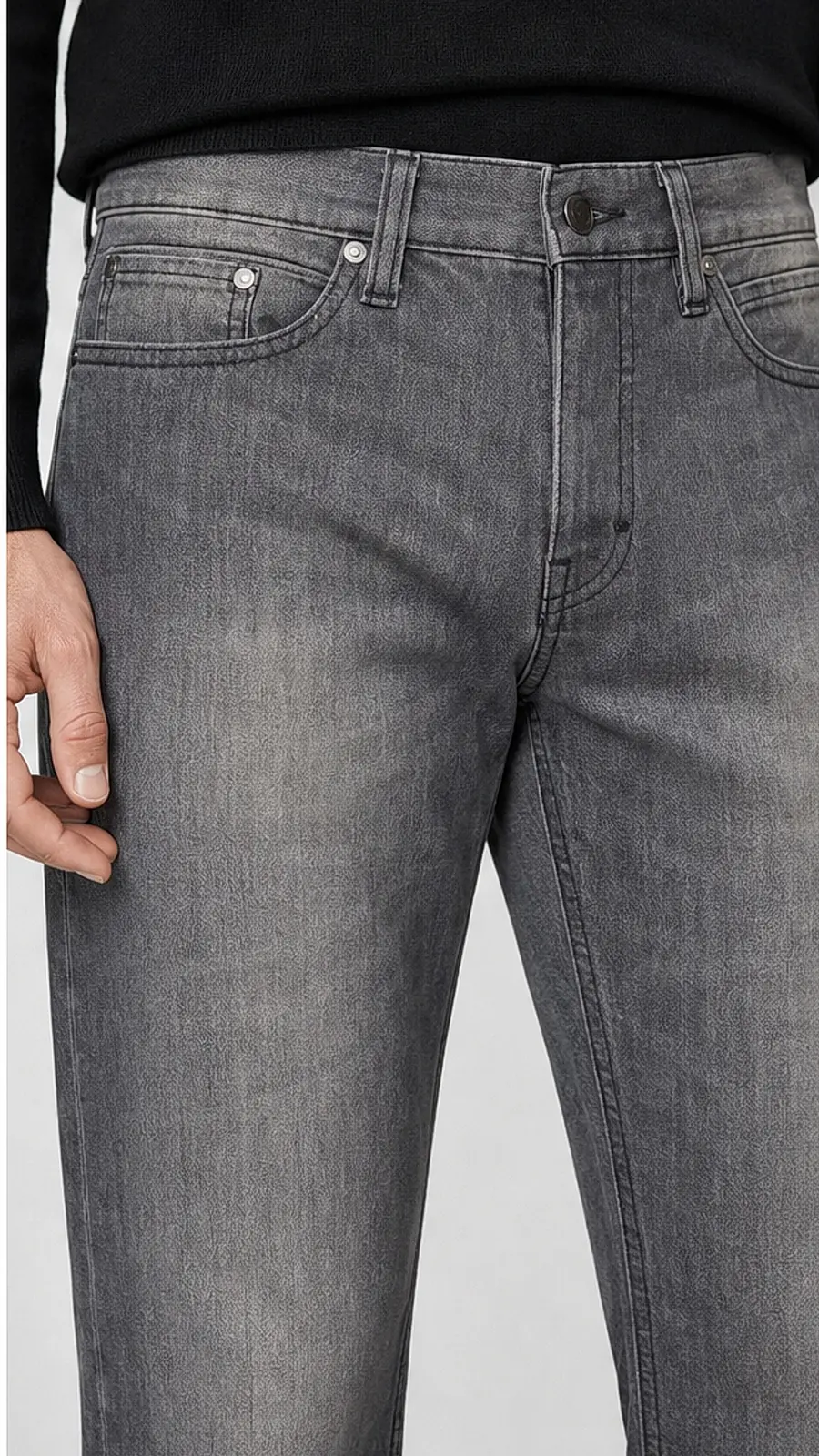 Men's Washed Grey Straight Fit Jeans