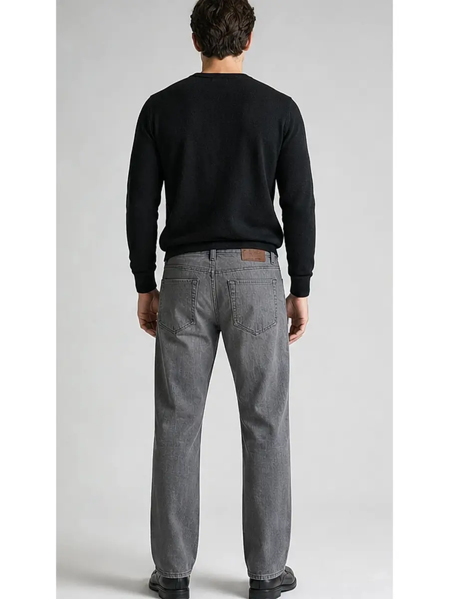 Regid Denim Light Gray Mens vintage Regular Fit Jeans