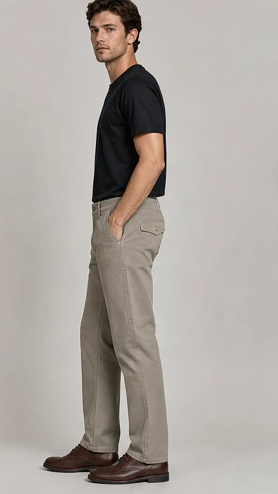 Men's Regular Fit Beige Casual Pants