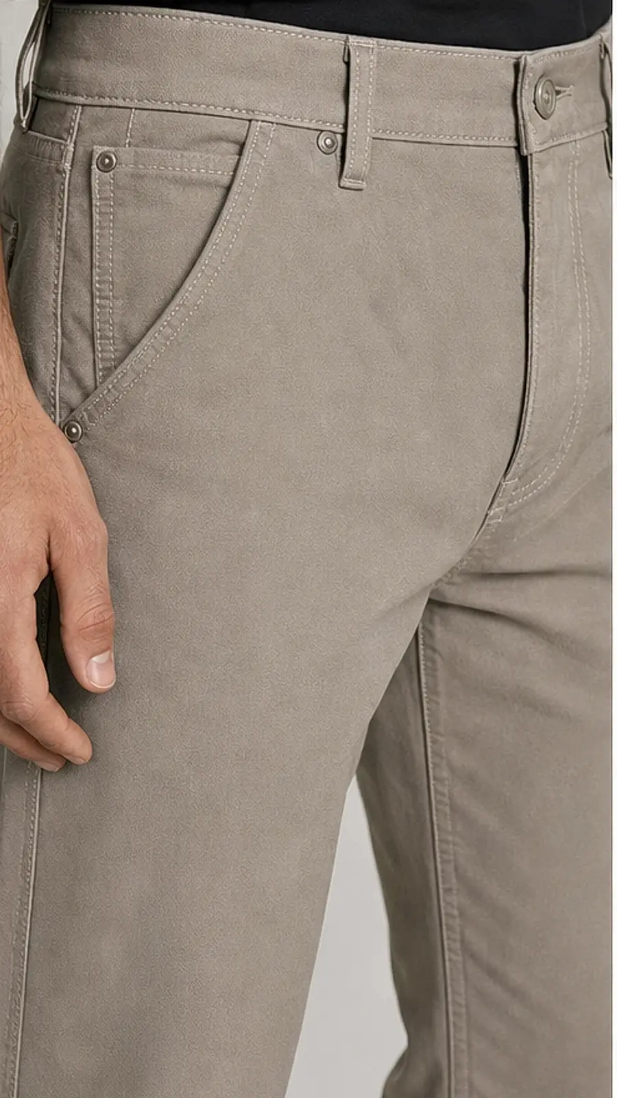 Men's Regular Fit Beige Casual Pants