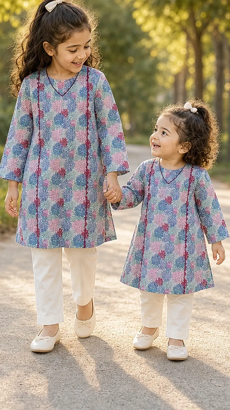 Girls Floral Printed Kurta Trouser Set