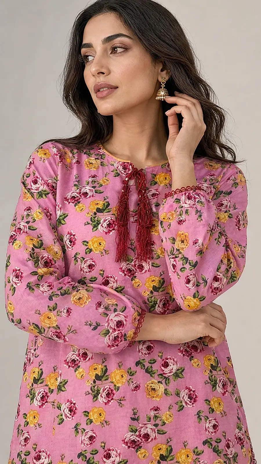 Pink_Yellow 2 Pcs Coord  Soft Cotton Lawn Suit