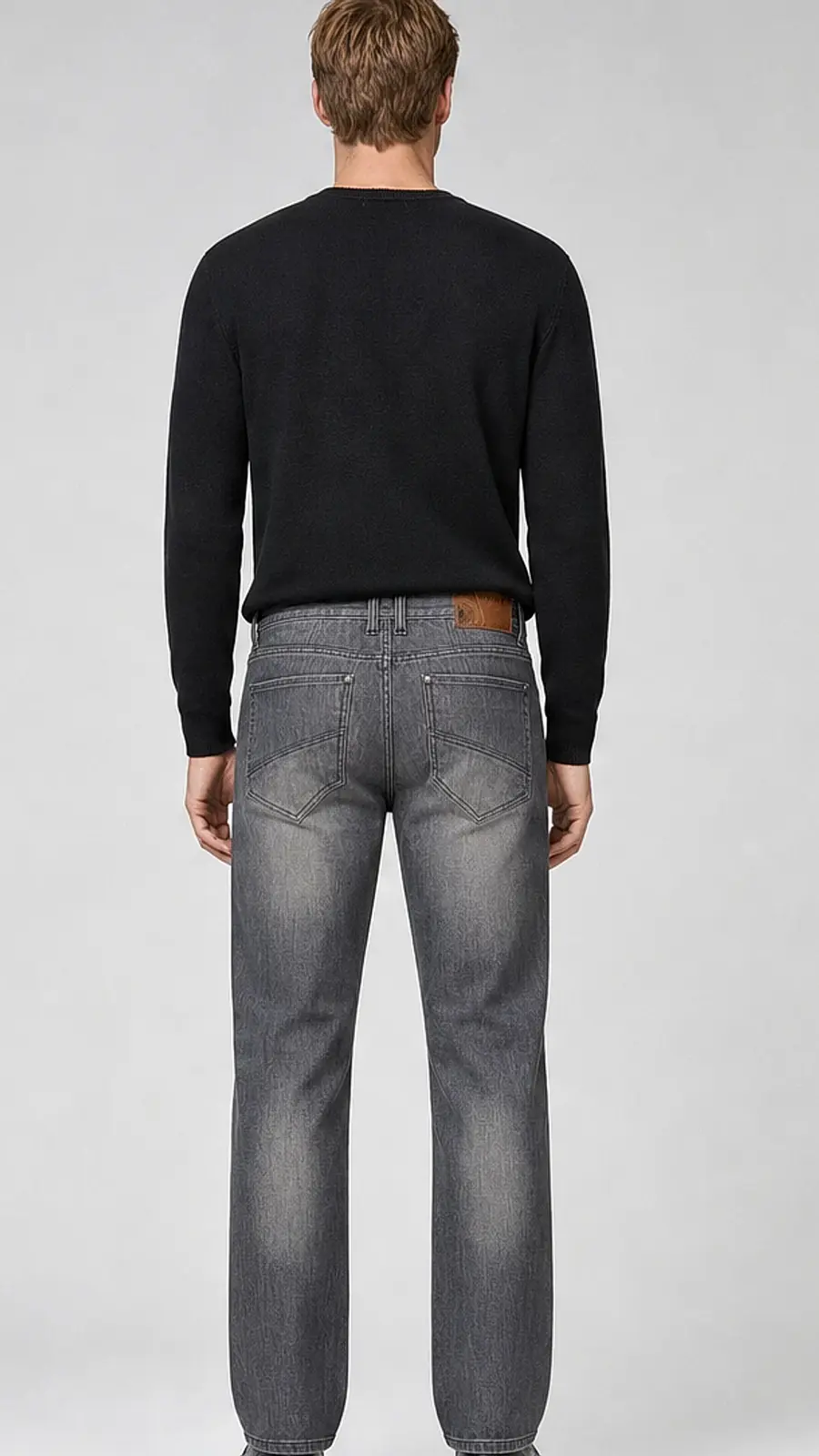 Men's Washed Grey Straight Fit Jeans