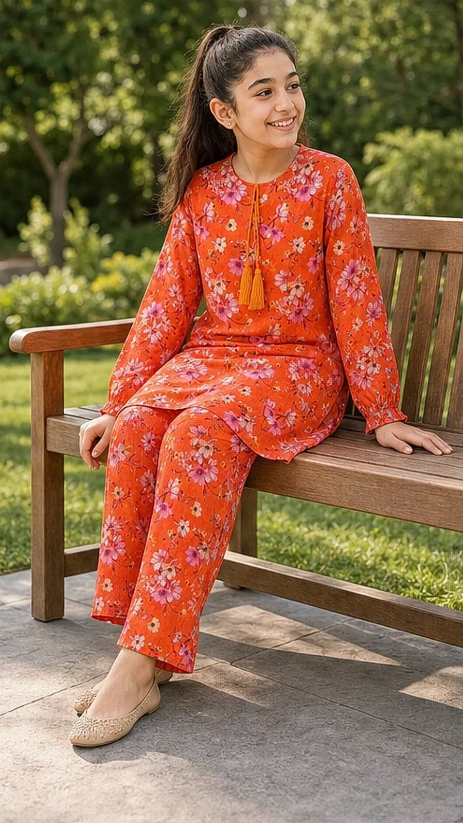 Girls Floral Tassel Co-Ord Set