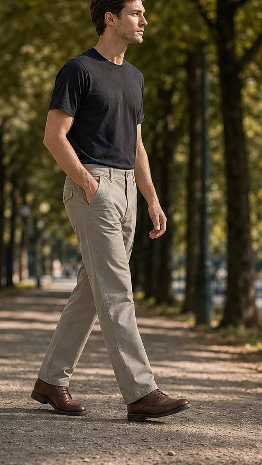 Men's Regular Fit Beige Casual Pants