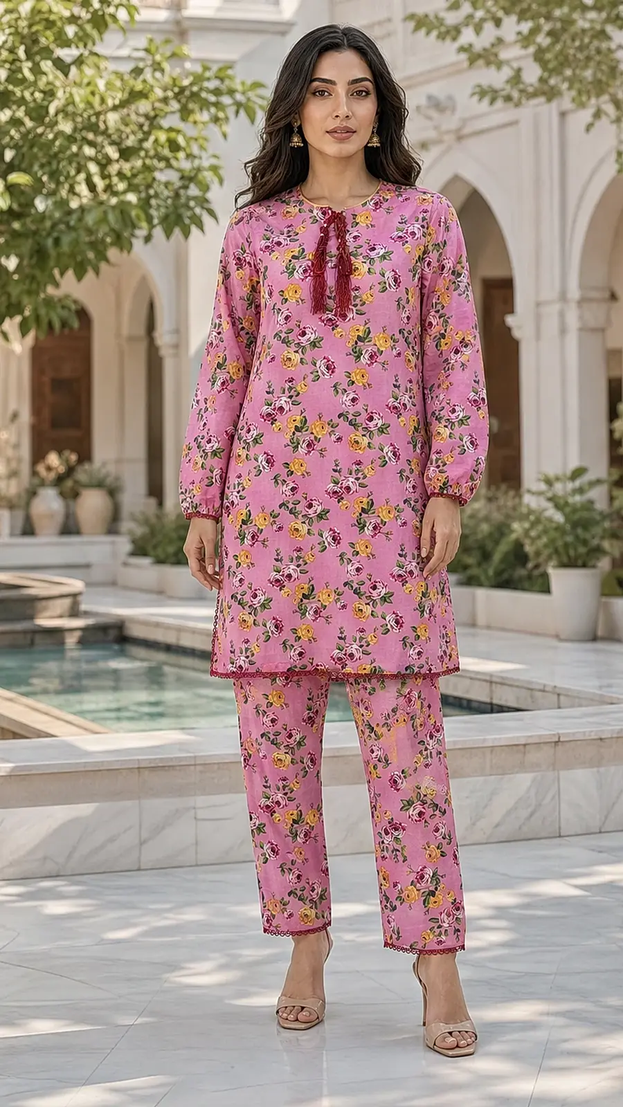 Pink_Yellow 2 Pcs Coord  Soft Cotton Lawn Suit