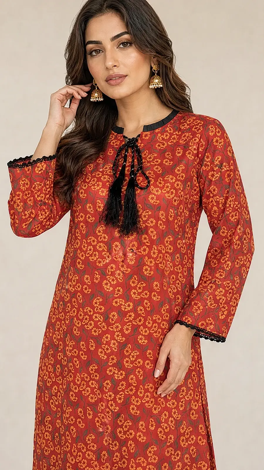 Recipe Women Red Floral Printed Kurta Pant Co-ord Set