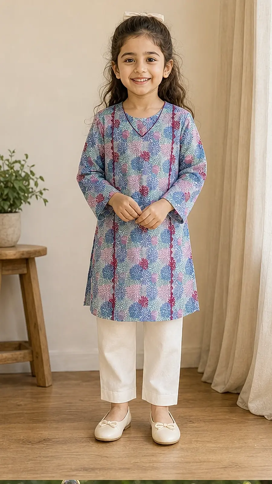 Girls Floral Printed Kurta Trouser Set