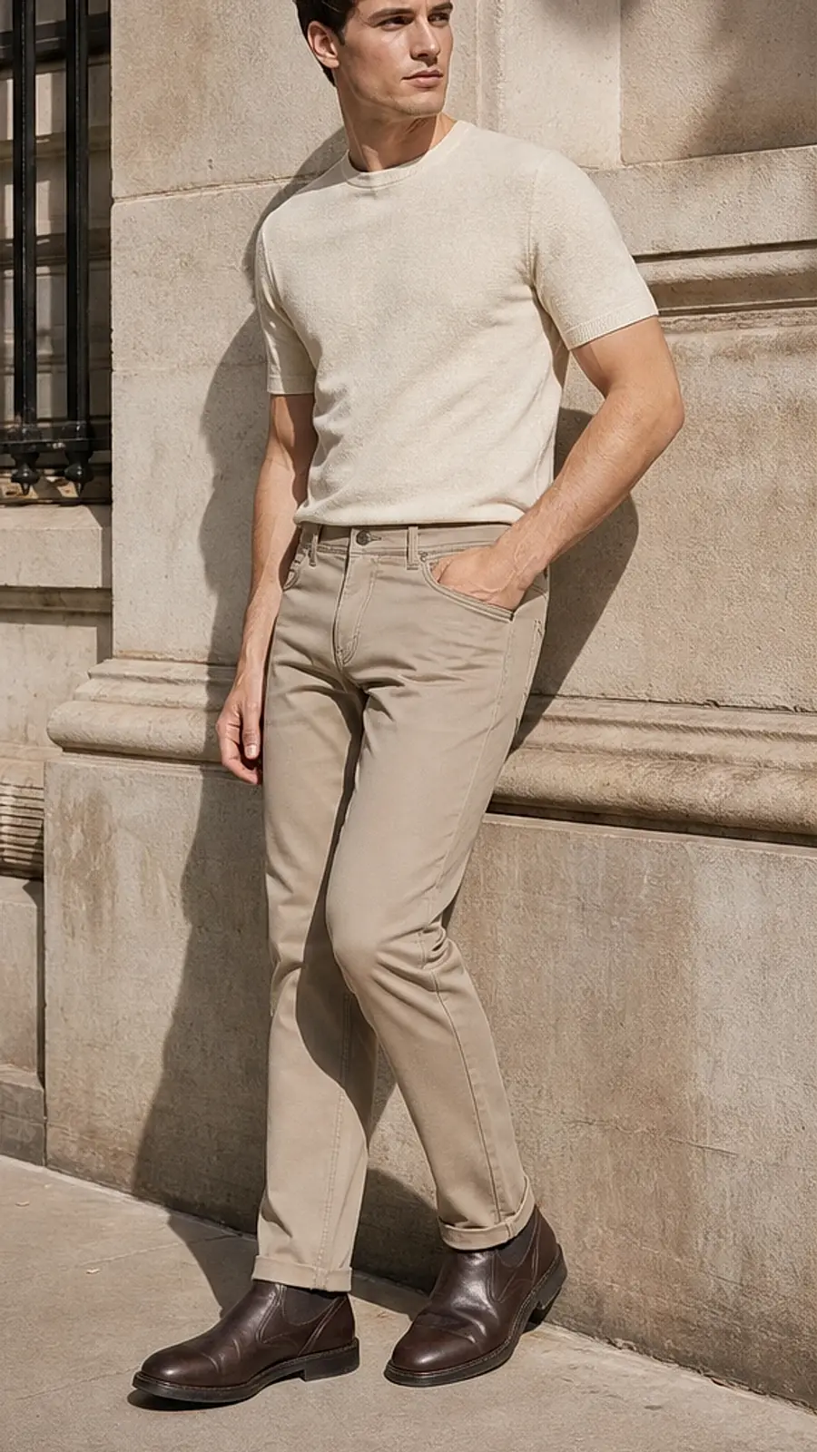 Men's Beige Smart Fit Casual Pant