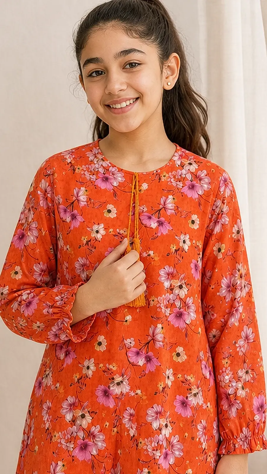 Girls Floral Tassel Co-Ord Set