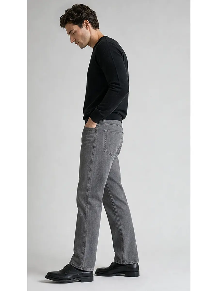 Regid Denim Light Gray Mens vintage Regular Fit Jeans