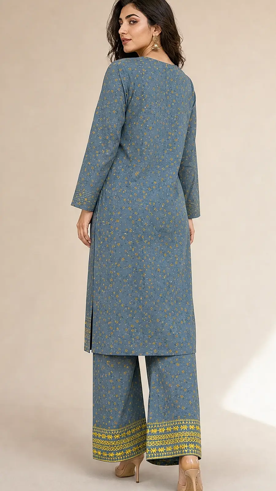 Gray printed and Embriodered 2 Pcs Egyptian Soft Cotton Lawn Suit