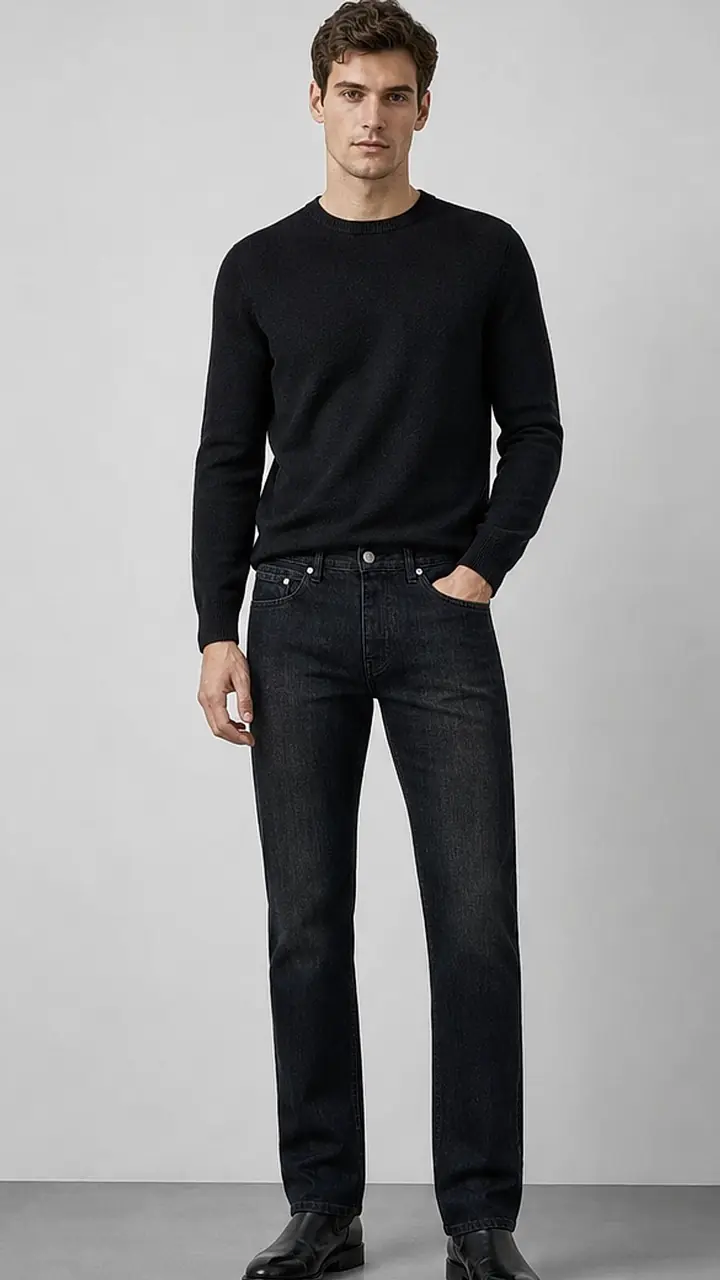 Regid Denim Black Mens vintage Straight Fit Jeans