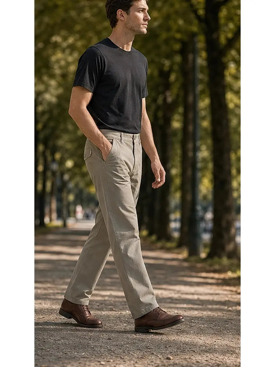 Men's Regular Fit Beige Casual Pants