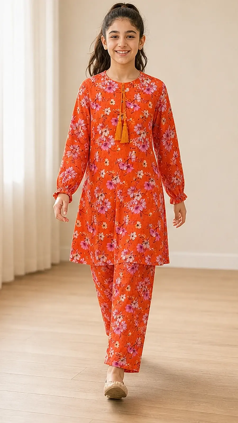 Girls Floral Tassel Co-Ord Set