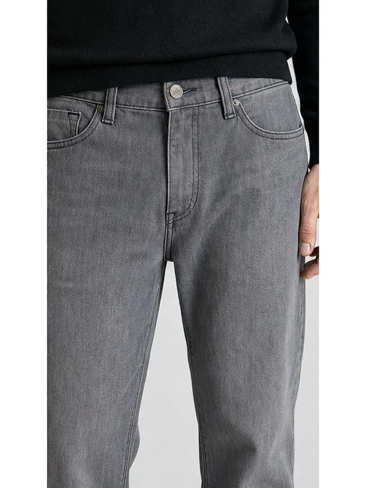 Regid Denim Light Gray Mens vintage Regular Fit Jeans
