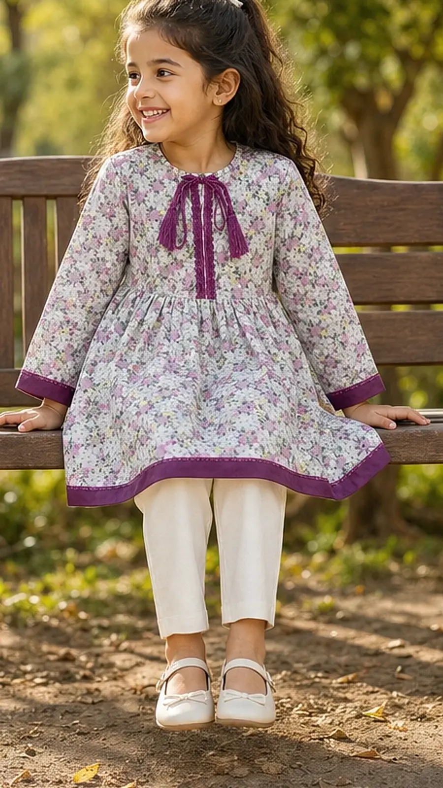Girls Floral Printed Kurta Trouser Set