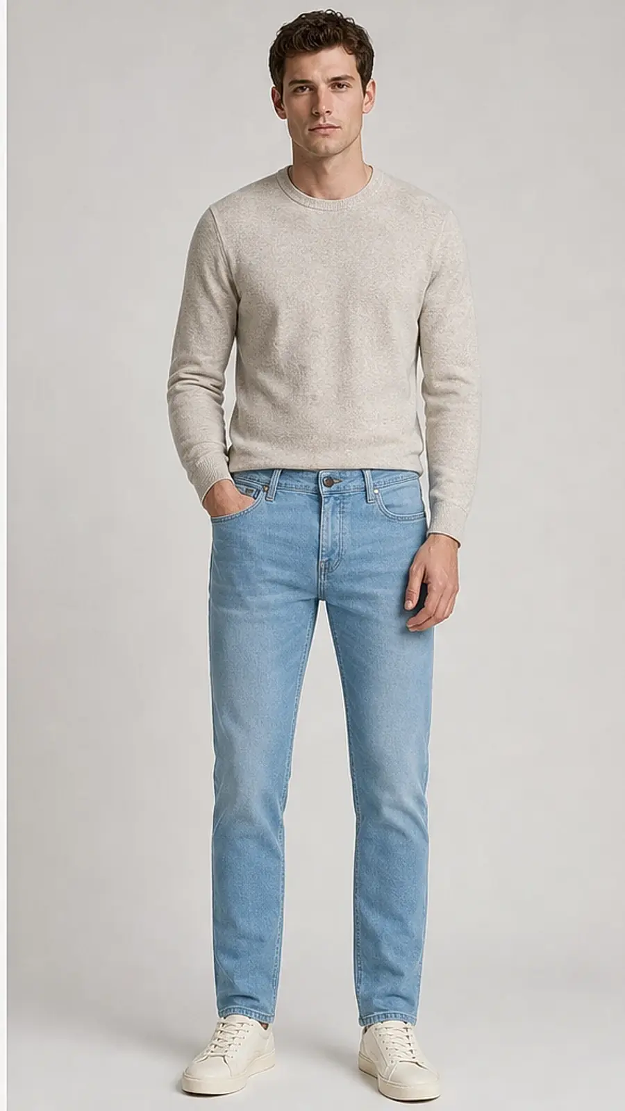 Stretch Denim Light Blue Mens vintage Stretch Denim Jeans Pant Slim Fit