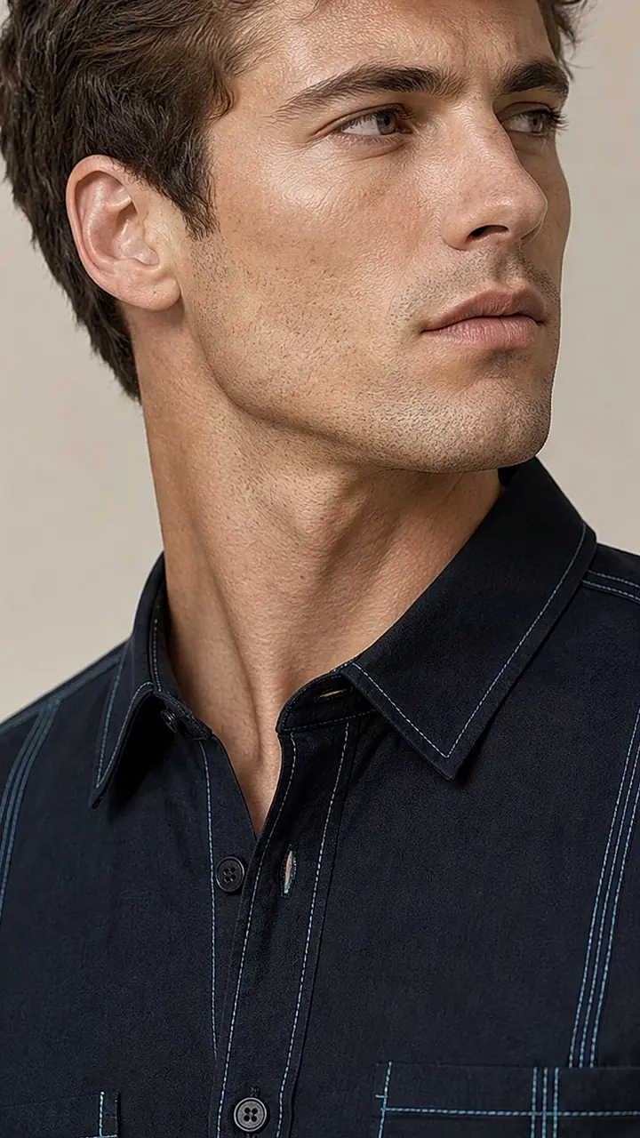 Recipe Men's Contrast Stitch Shirt and Trouser Set