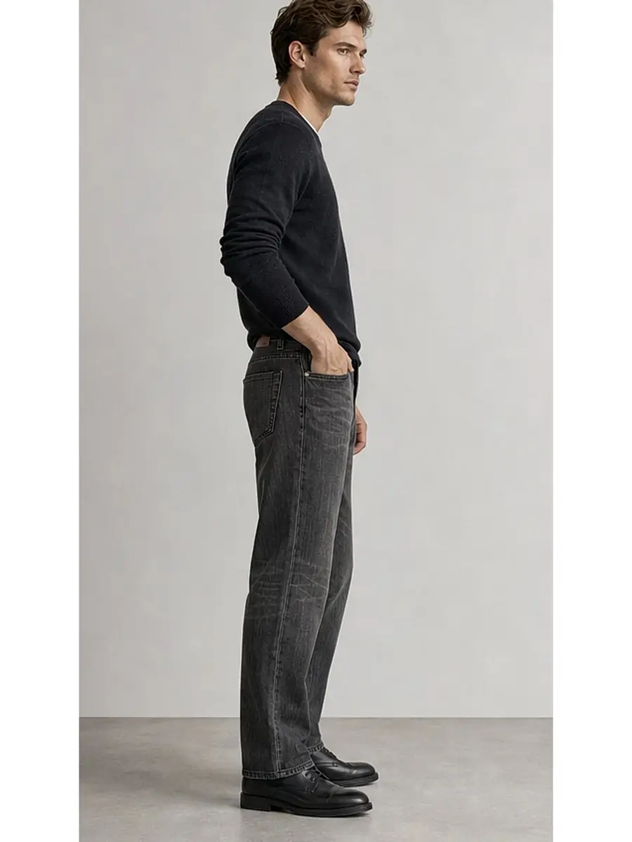 Regid Denim Dark Gray Mens vintage Regular Fit Jeans