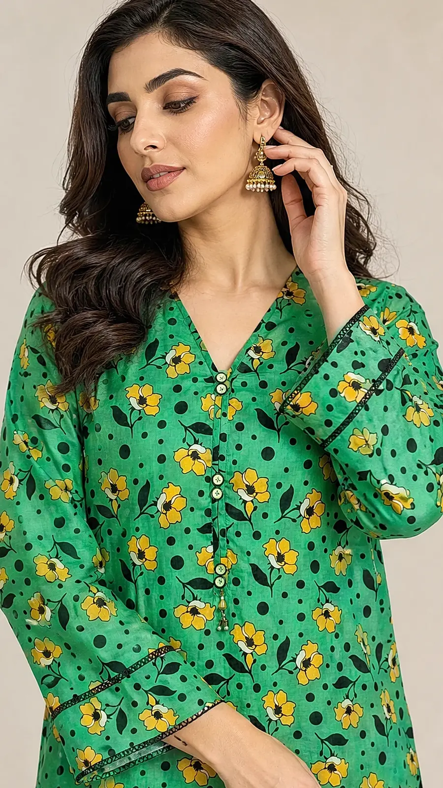 Green_Black 2 Pcs Coord  Soft Cotton Lawn Suit
