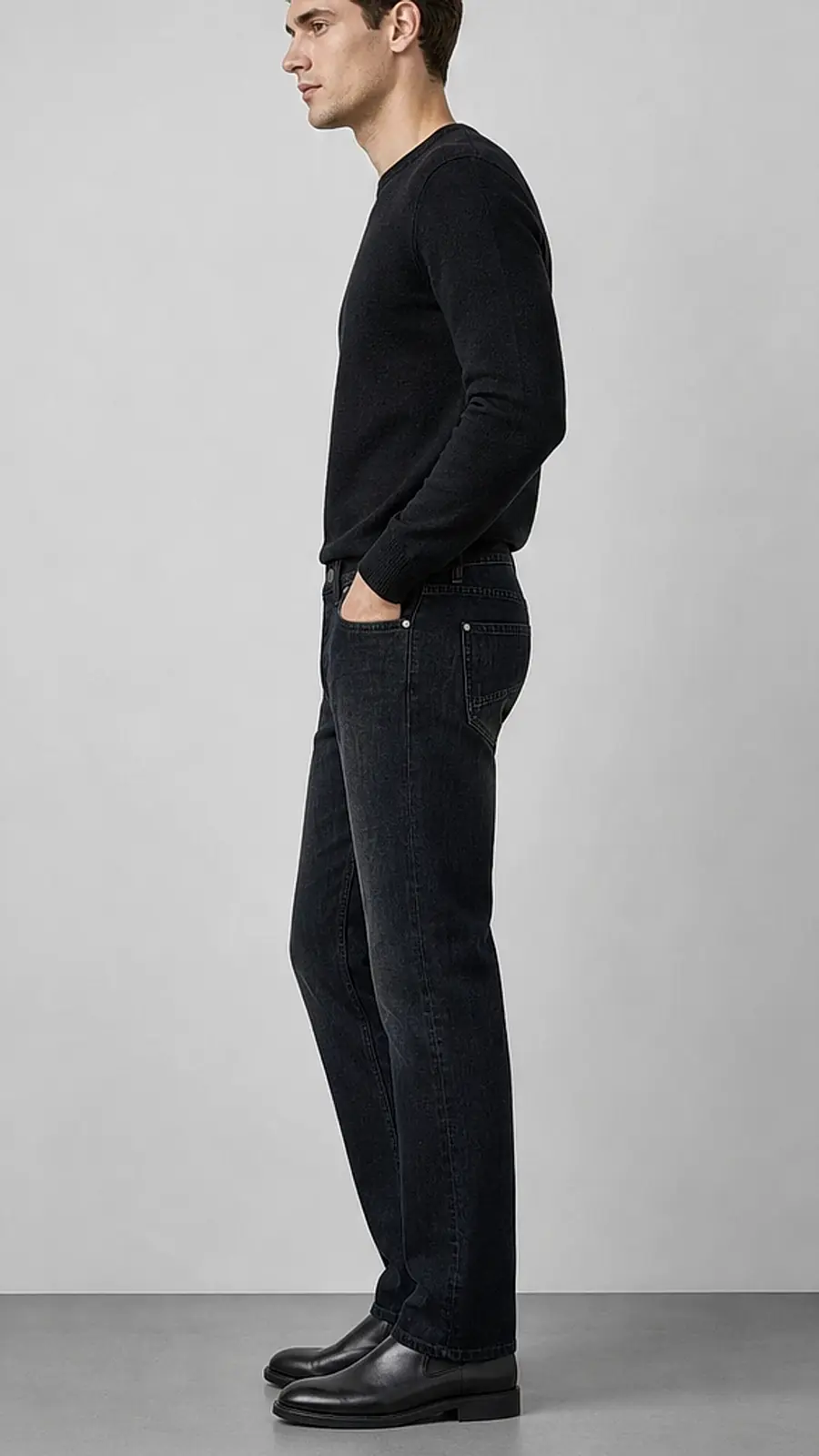 Regid Denim Black Mens vintage Straight Fit Jeans