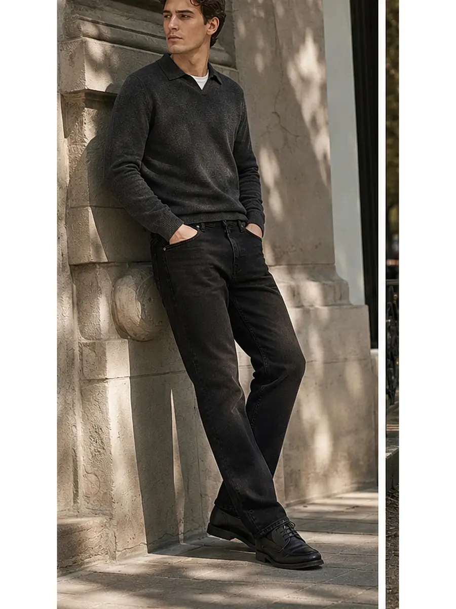 Regid Denim Brownish Black Mens vintage Regular Fit Jeans