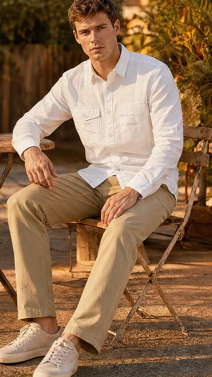White Egyption Cotton Tripple Stitch Shirt