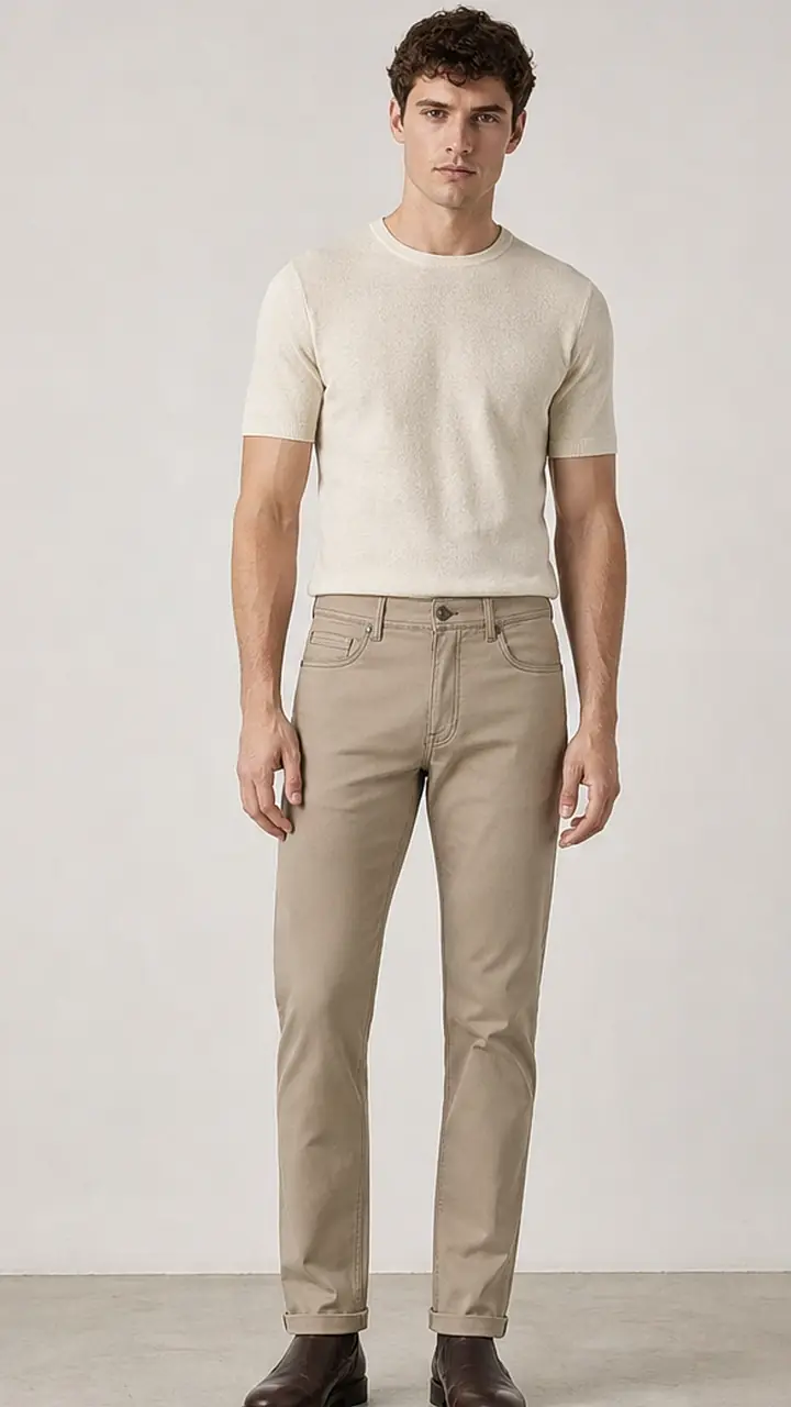 Men's Beige Smart Fit Casual Pant
