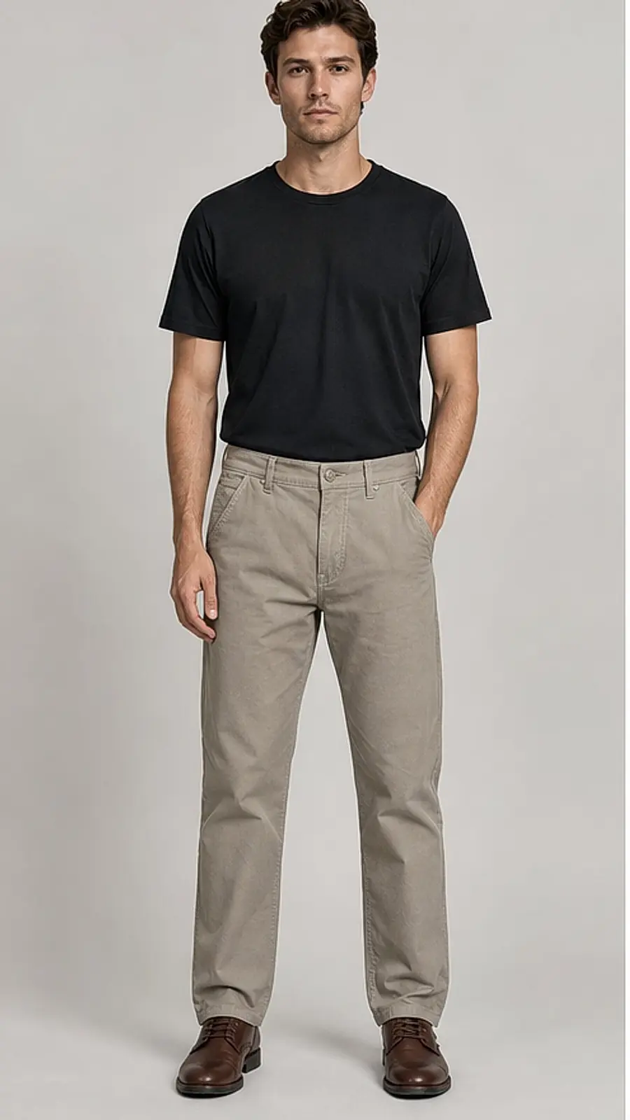 Men's Regular Fit Beige Casual Pants