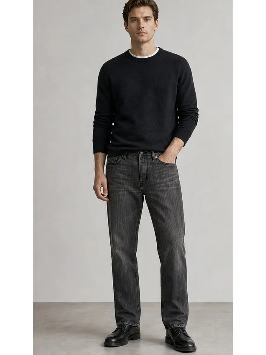 Regid Denim Dark Gray Mens vintage Regular Fit Jeans