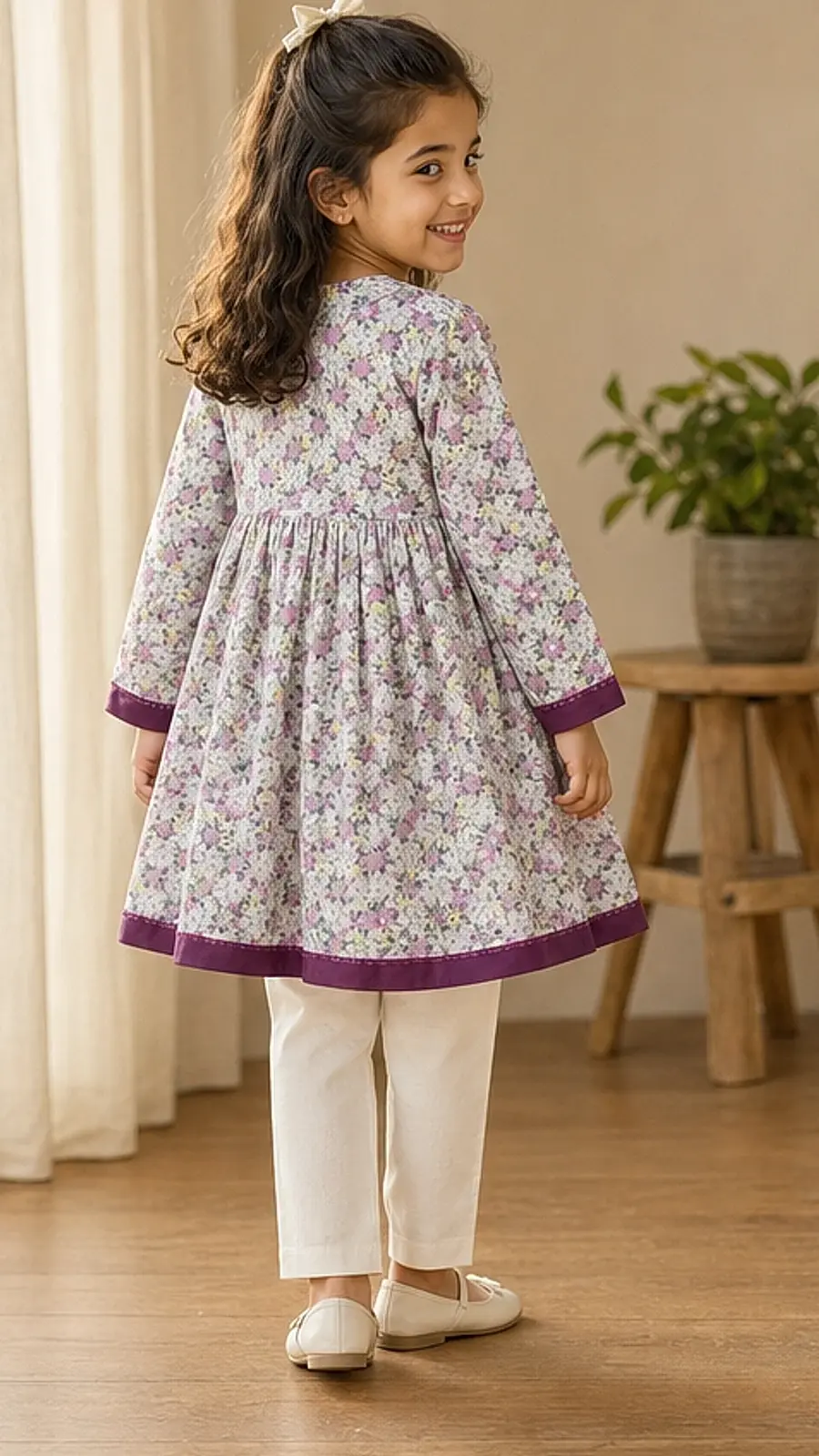 Girls Floral Printed Kurta Trouser Set