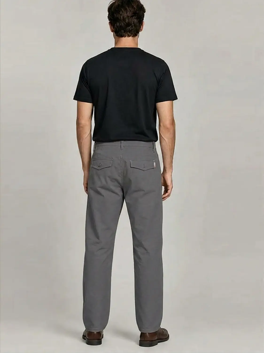 Cotton Canvas Gray Peach Finish Regular Fit Casual Pant — view 2