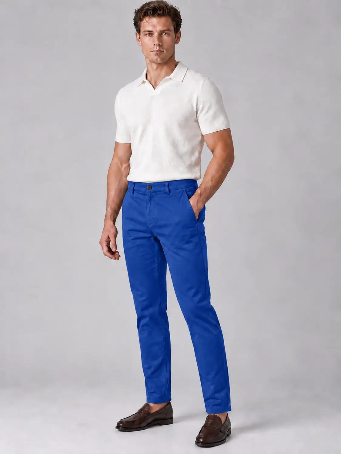 Men’s Royal Blue Stretch Cross-Pocket Chino Pants — view 5