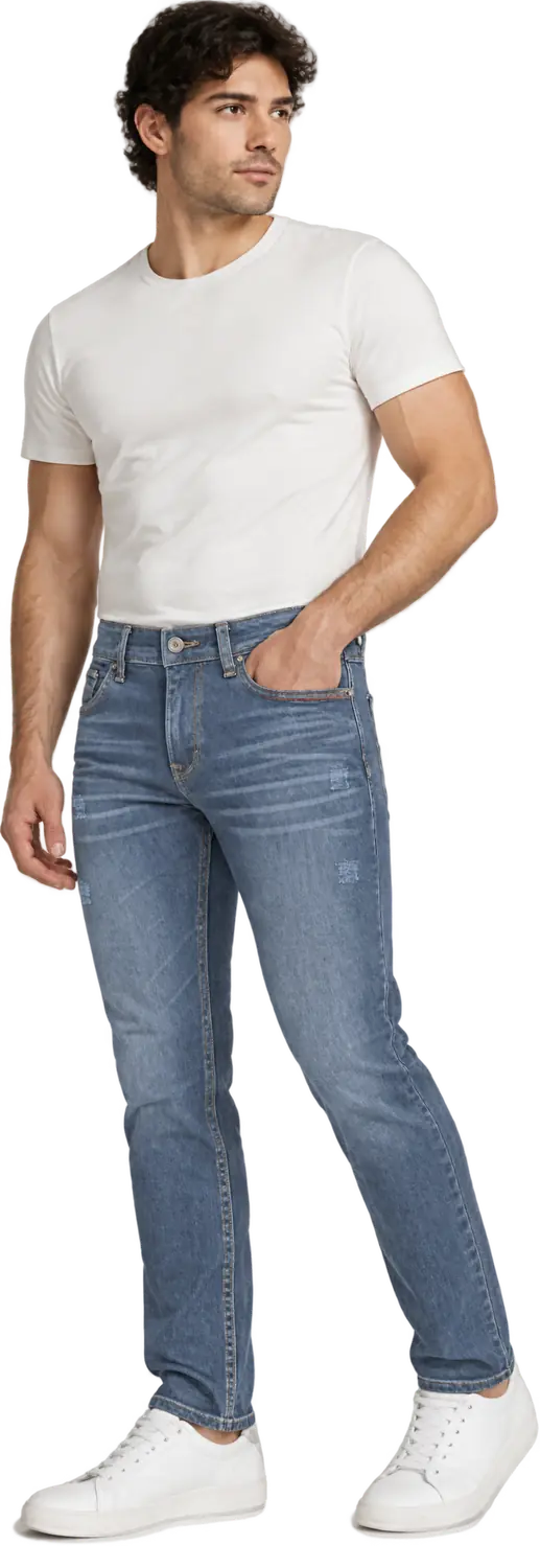 Men’s Light Blue Washed Stretch Slim Fit Jeans — view 7