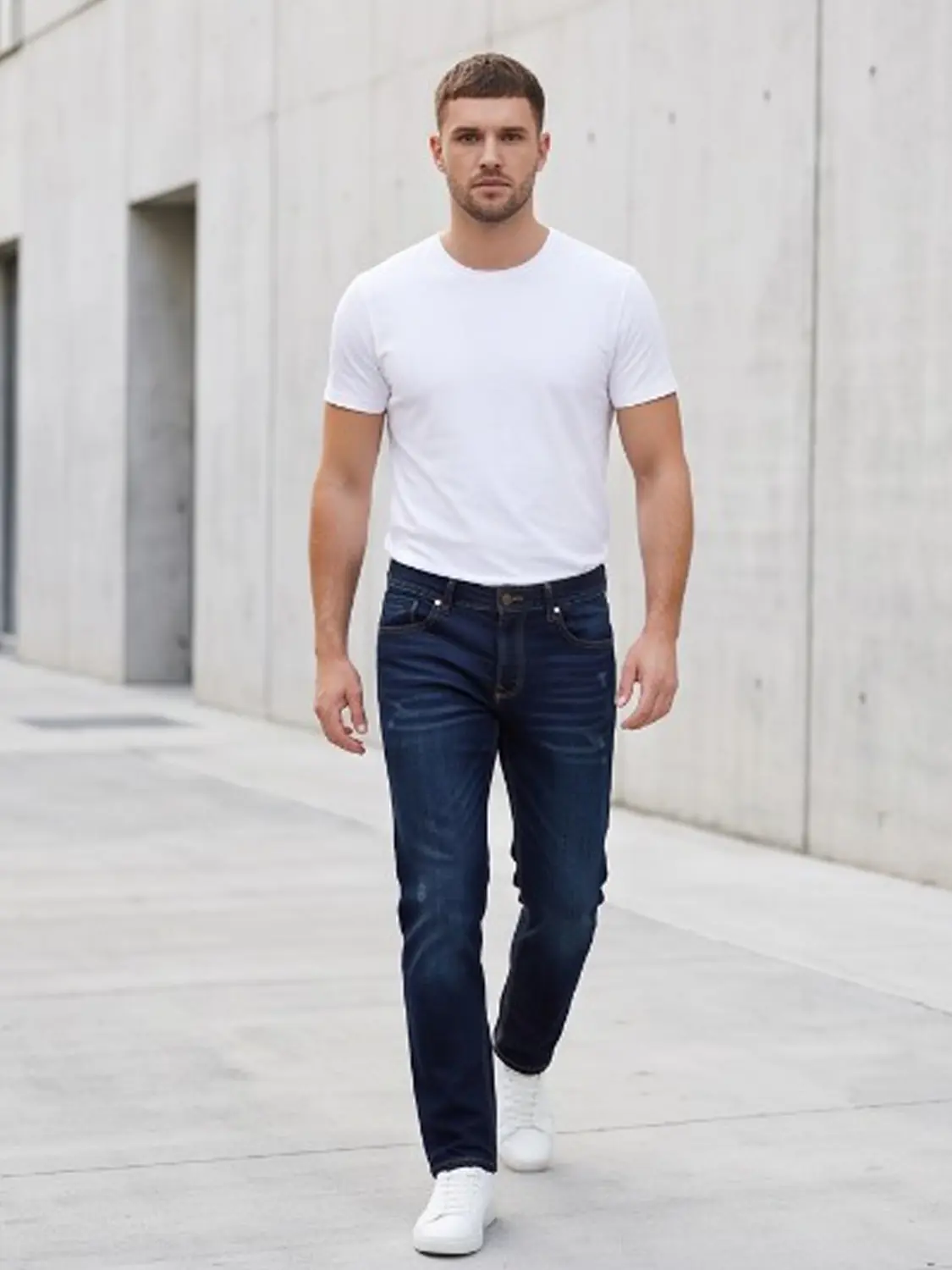 Men's Stretch Denim Blue Vintage Slim Fit Jeans Pant — view 5