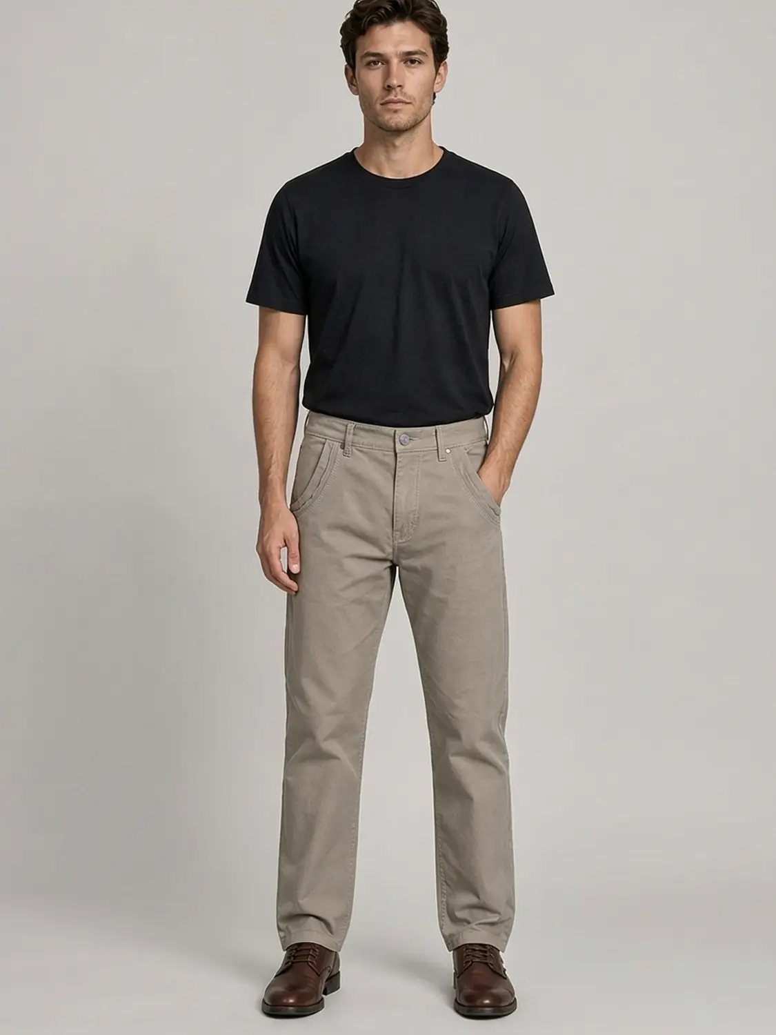 Men's Regular Fit Beige Casual Pants — view 2