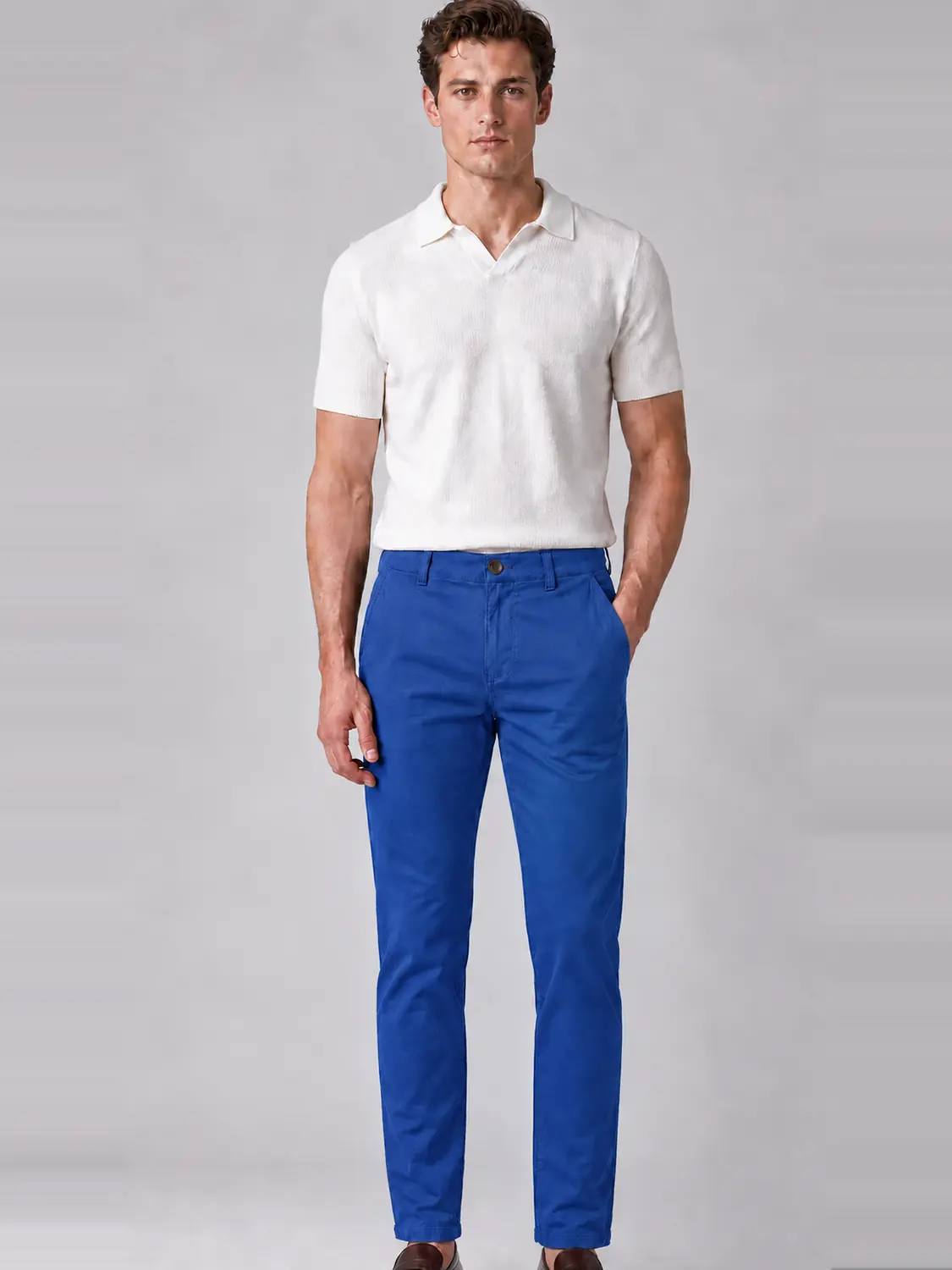Men’s Royal Blue Stretch Cross-Pocket Chino Pants — view 1