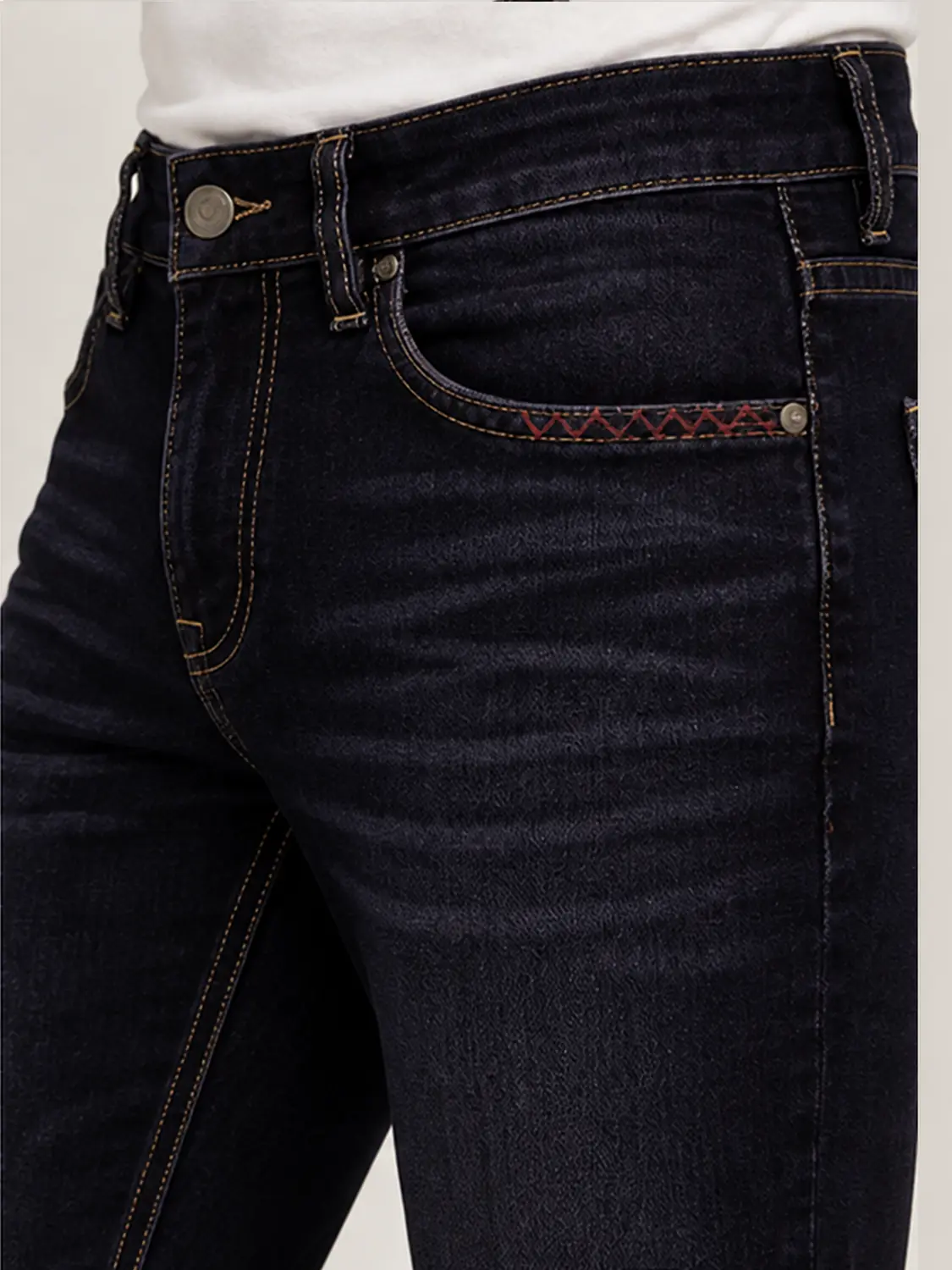 Men’s Black Washed Stretch Slim Fit Jeans — view 1