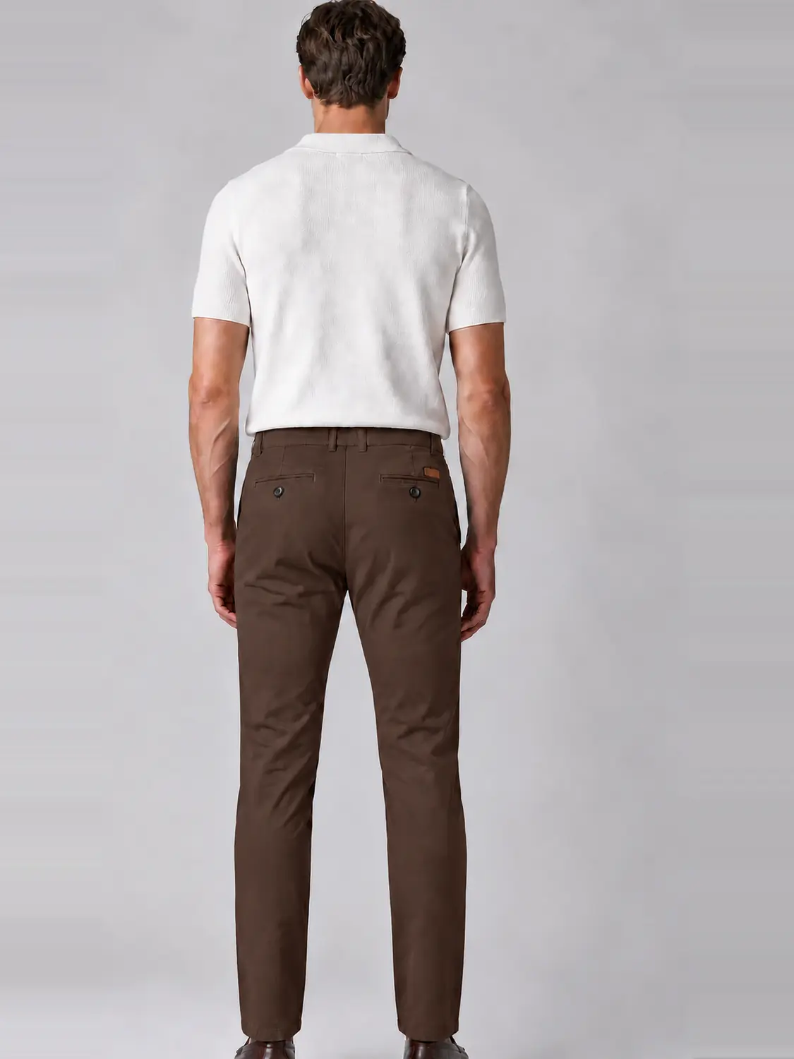Men’s Chocolate Brown Stretch Cross-Pocket Chino Pants — view 2