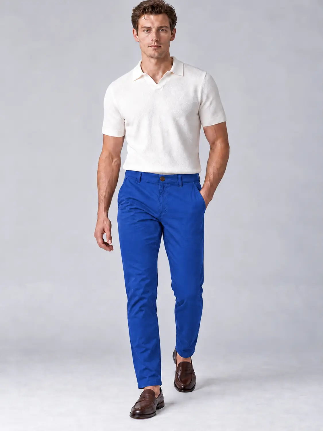 Men’s Royal Blue Stretch Cross-Pocket Chino Pants — view 6