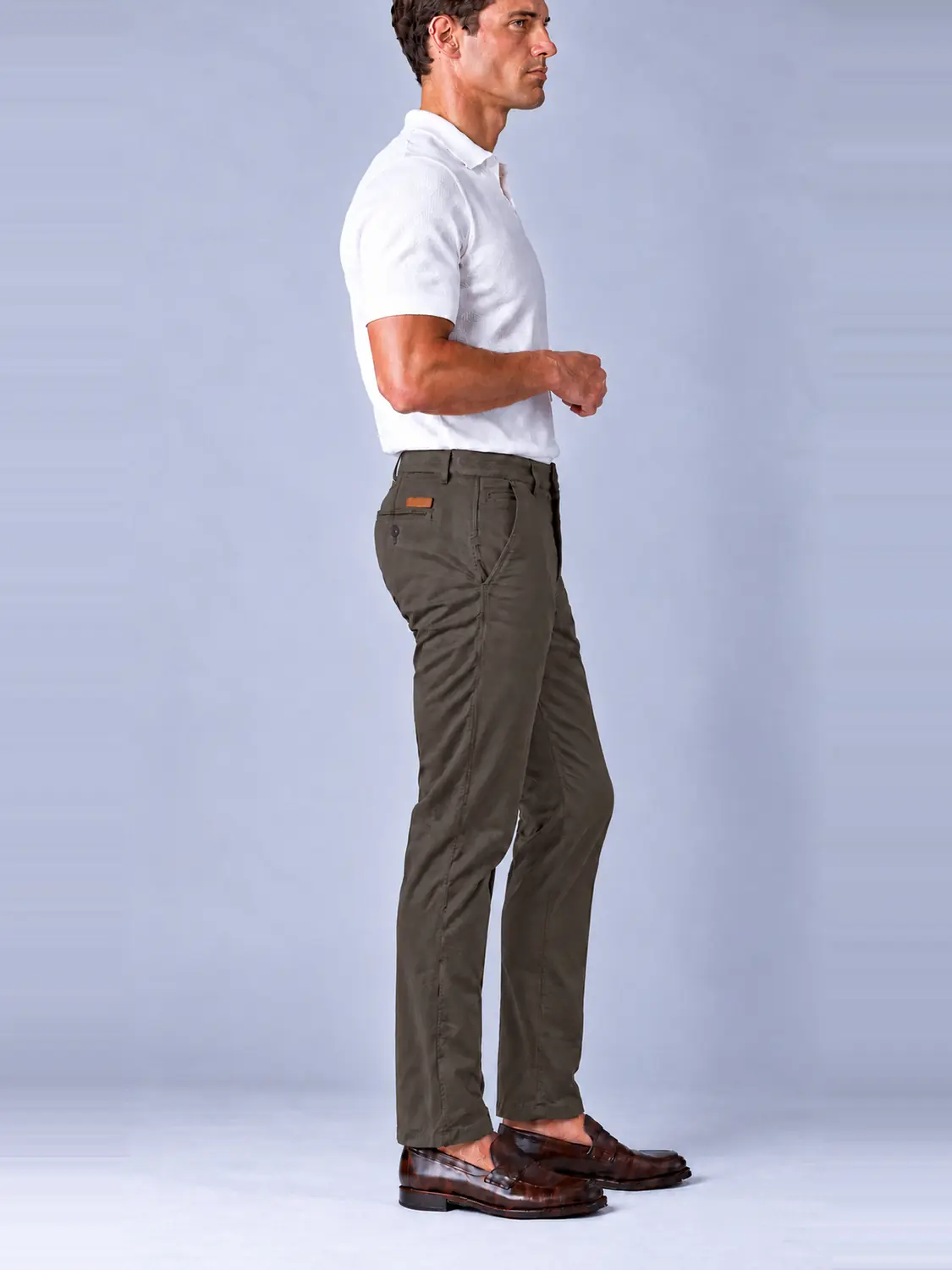 Men’s Olive Stretch Cross-Pocket Chino Pants — view 7