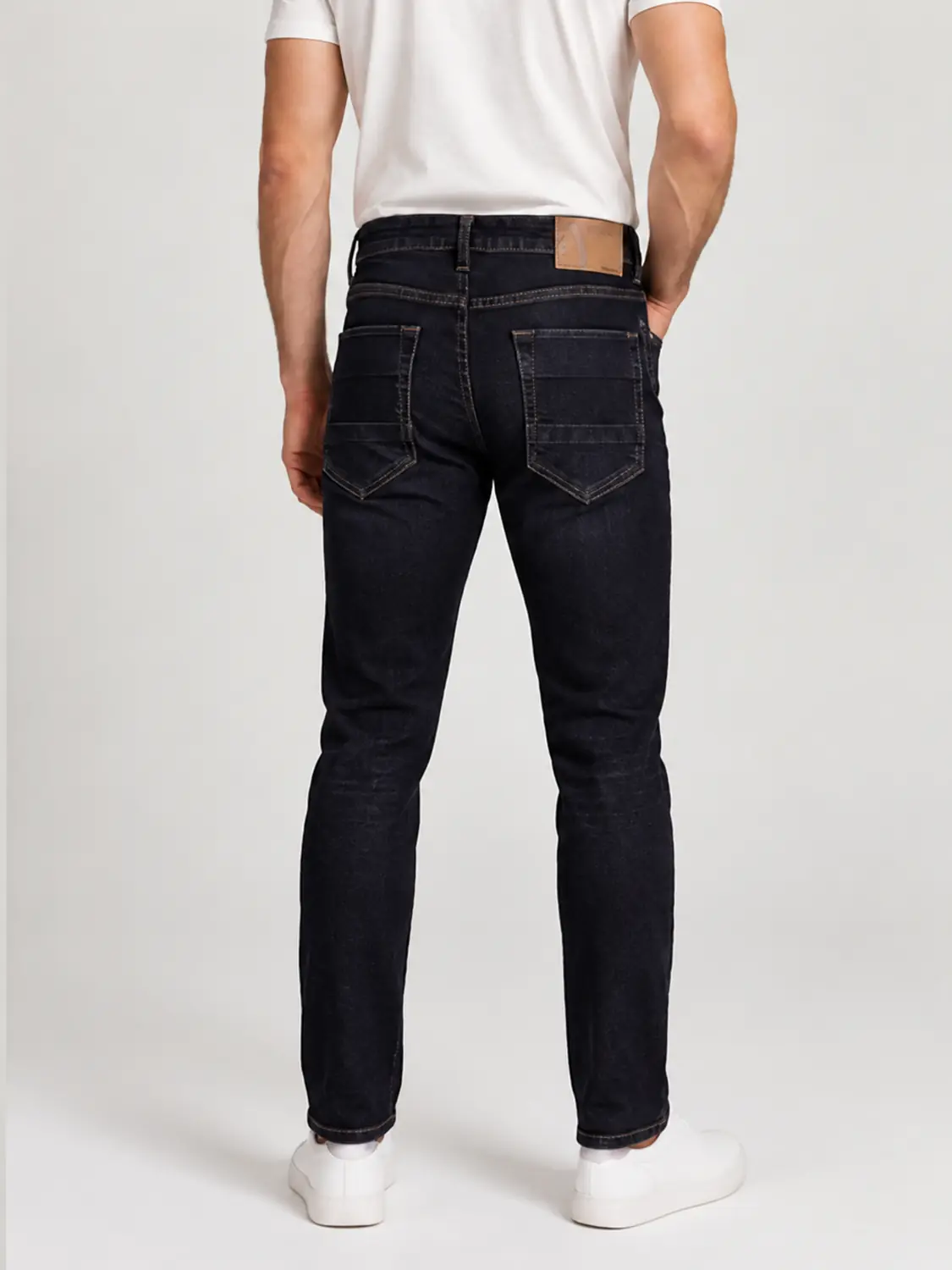 Men’s Black Washed Stretch Slim Fit Jeans — view 2