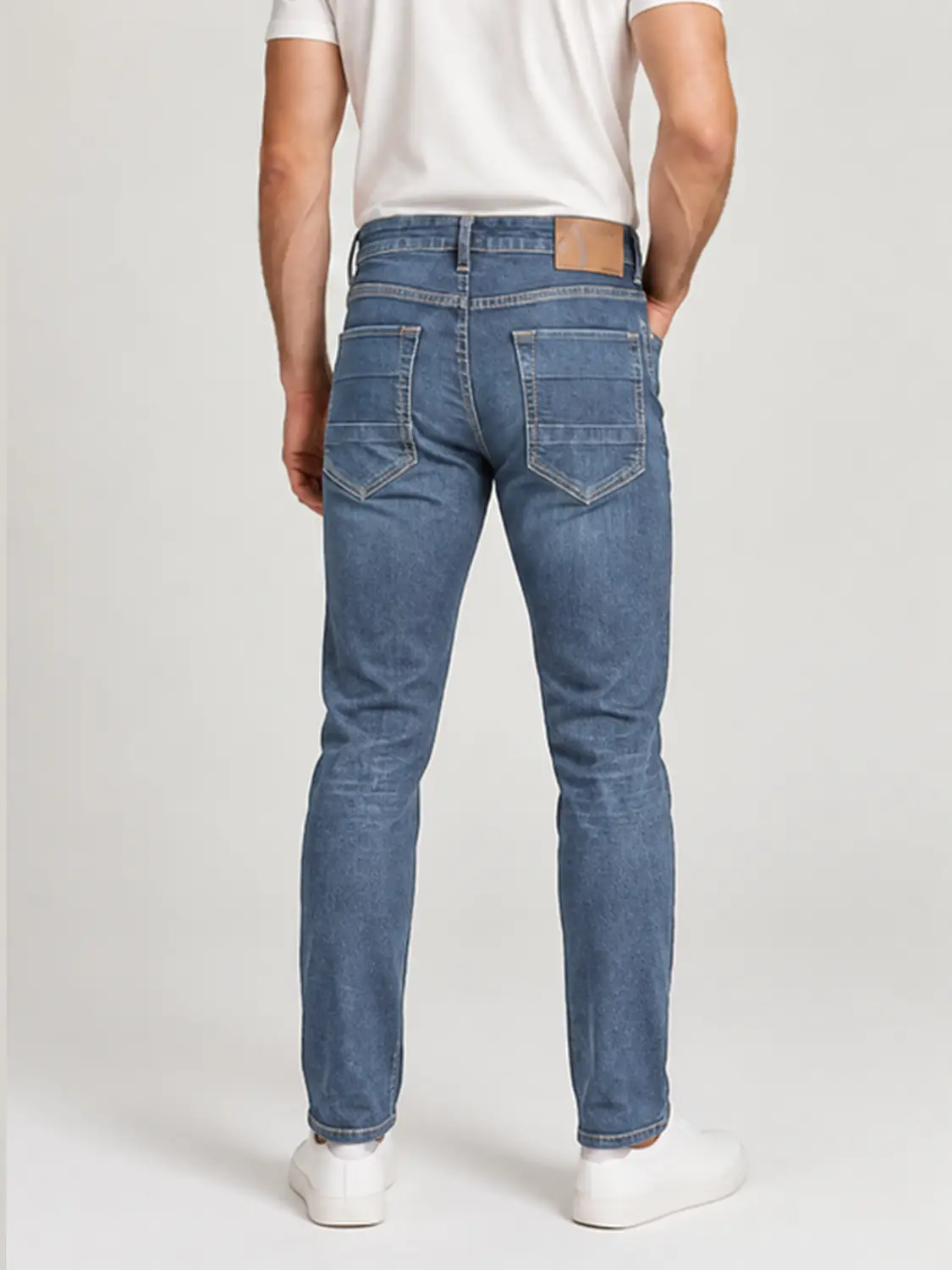 Men’s Light Blue Washed Stretch Slim Fit Jeans — view 6