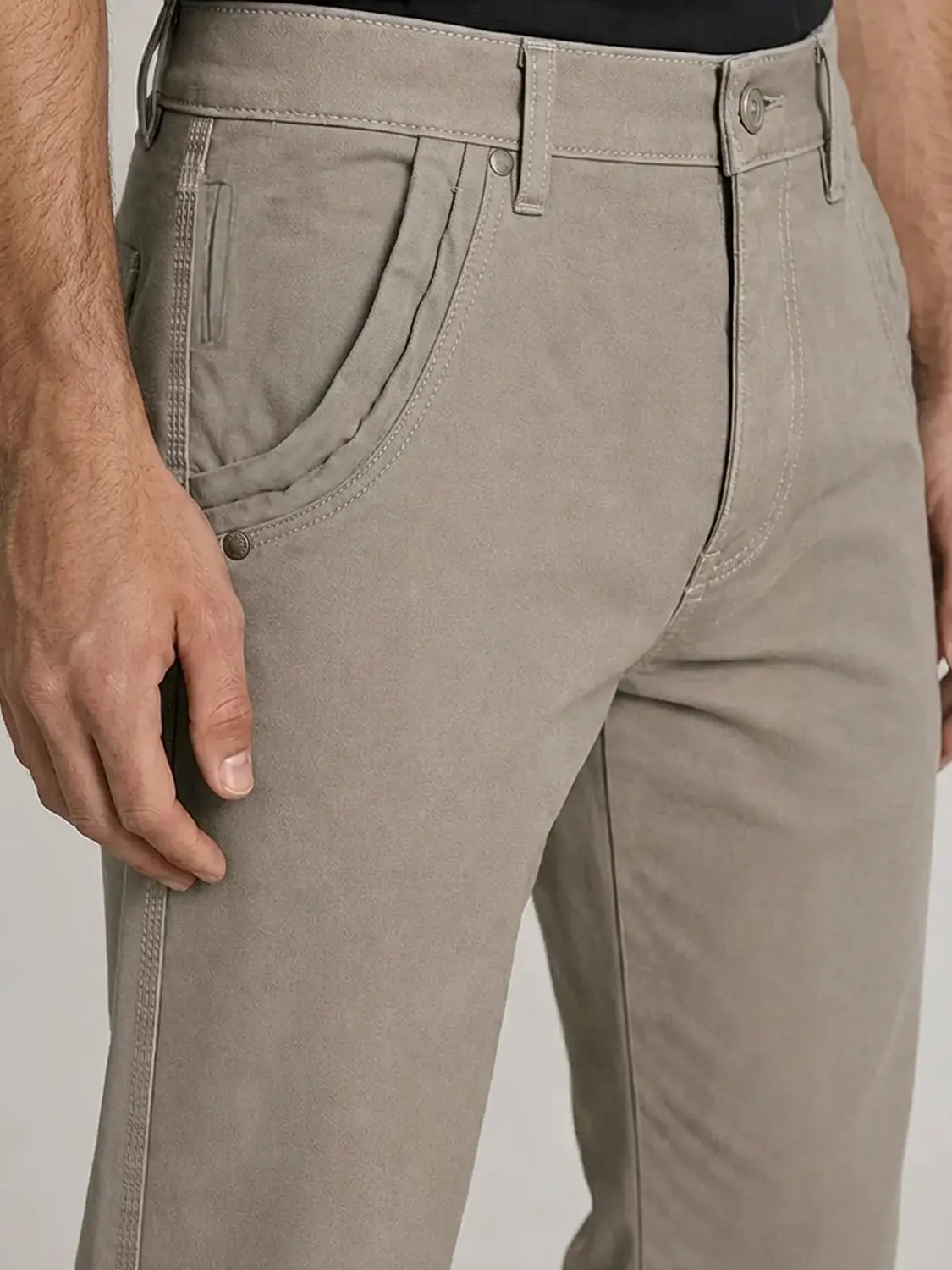 Men's Regular Fit Beige Casual Pants — view 1