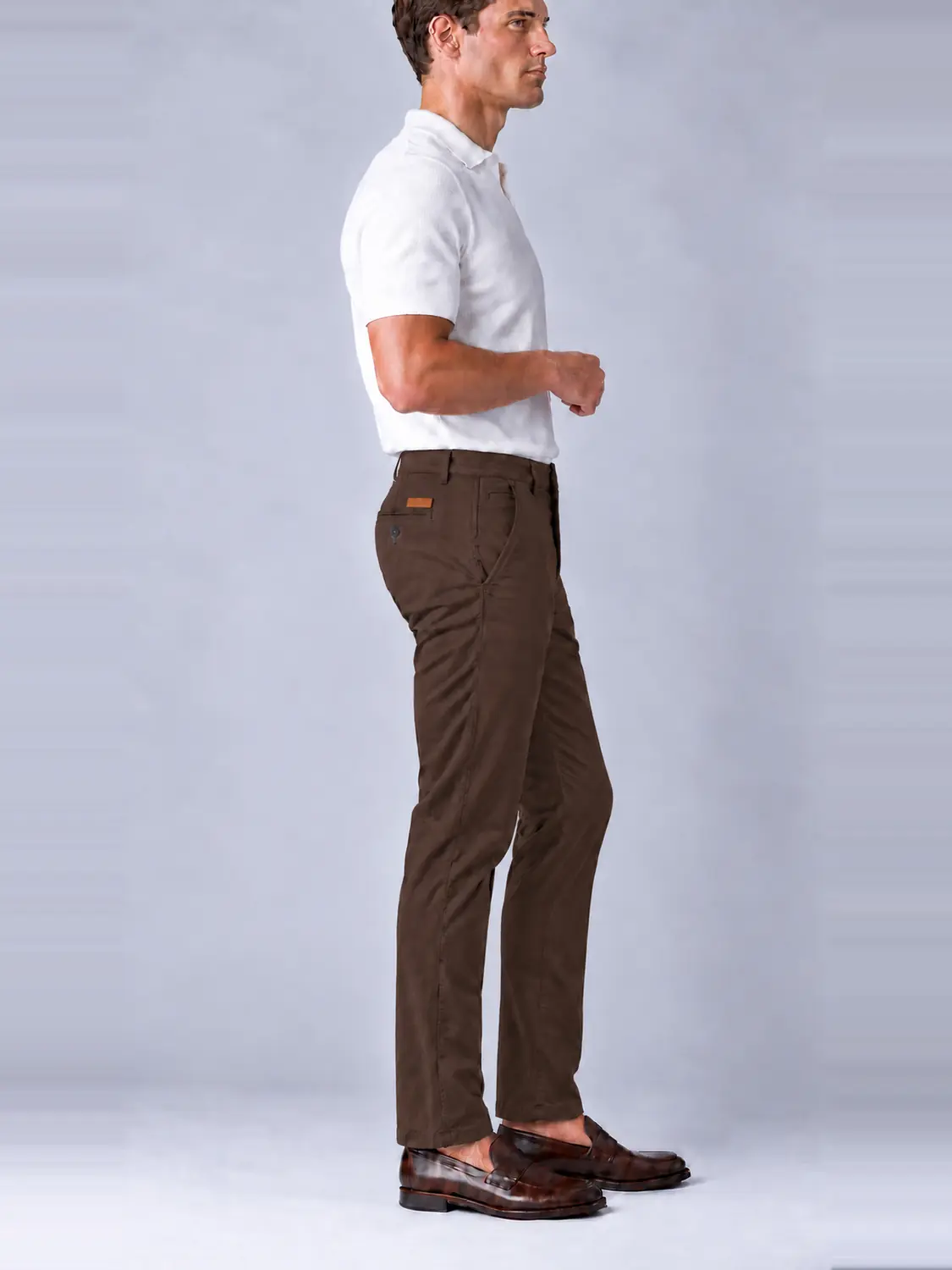 Men’s Chocolate Brown Stretch Cross-Pocket Chino Pants — view 7