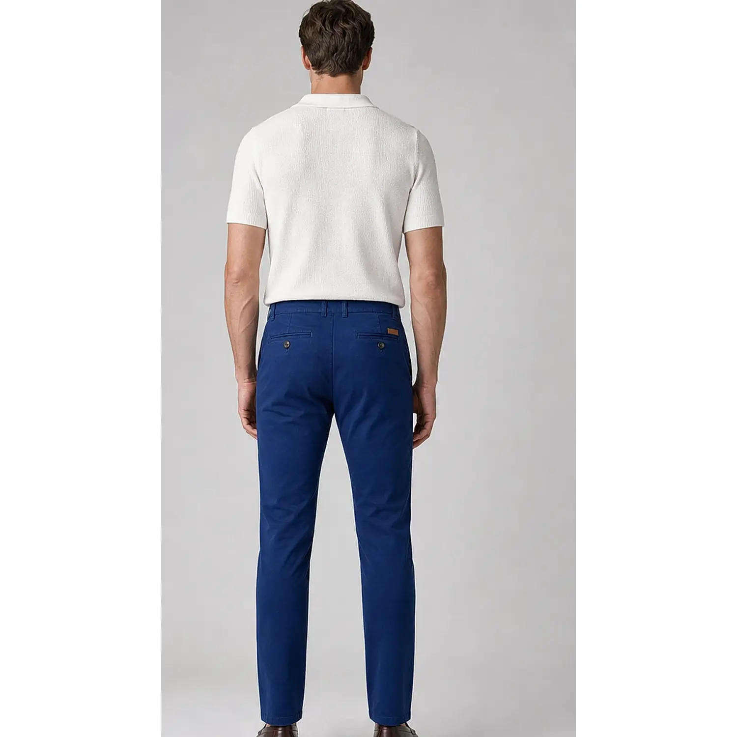 Men's Royal Blue Extra Stretchable Slim Fit Pigment Dyed Casual Pant — view 4