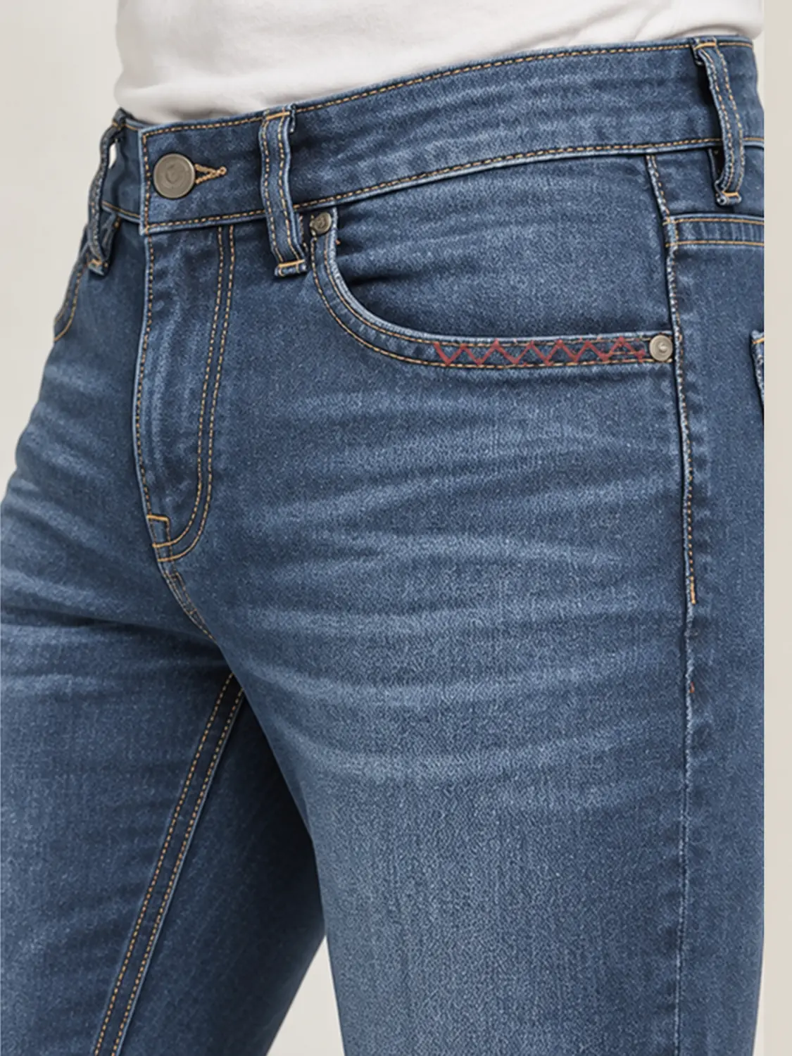 Men’s Light Blue Washed Stretch Slim Fit Jeans — view 8