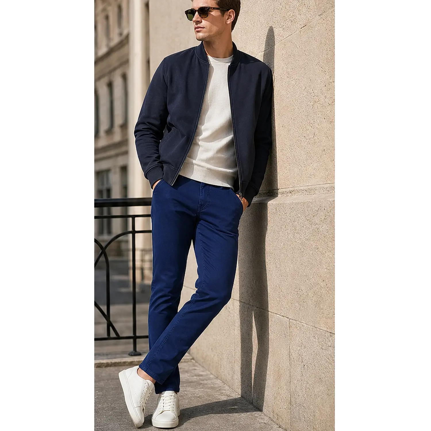 Men's Royal Blue Extra Stretchable Slim Fit Pigment Dyed Casual Pant — view 2